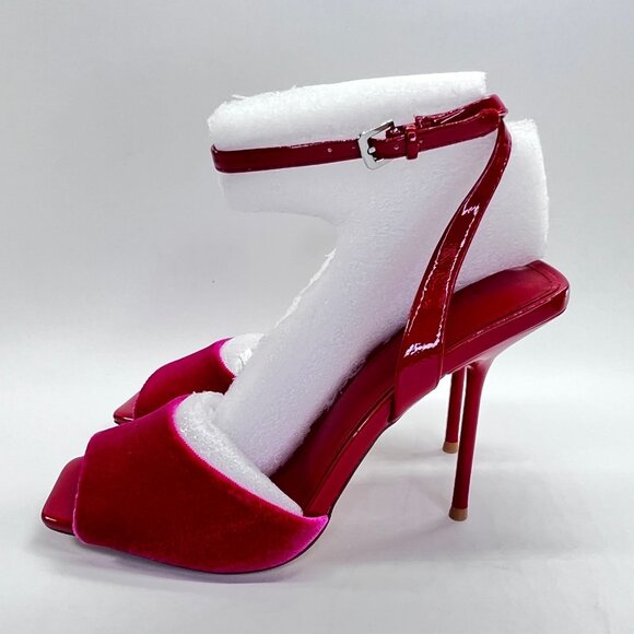 Steve Madden Lilac Pink Velvet Heels Size 7.5 Stiletto Ankle Strap High Heel - Picture 3 of 16